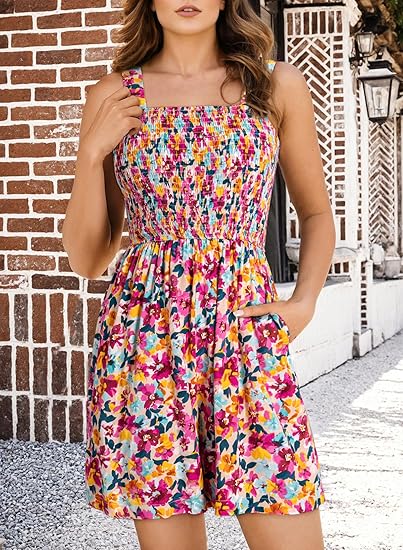 VeloraChic – Summer Square Neck Loose Casual Romper