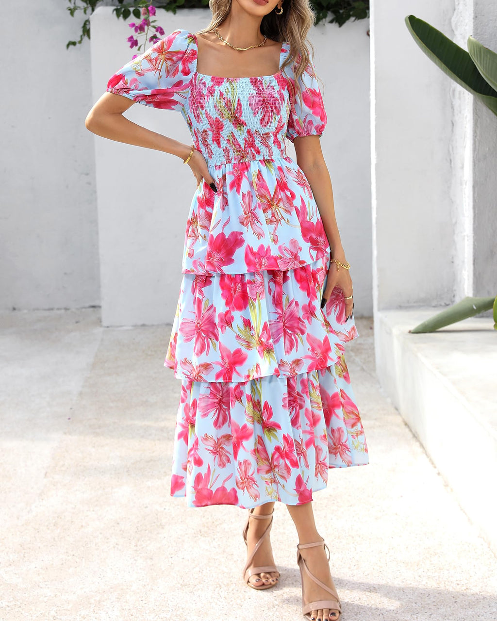 BloomBelle – Vintage Floral Smocked Dress