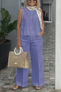 AirLuxe – Sleeveless Cotton Linen Set for All-Day Comfort