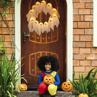 👻Halloween Glowing Ghost Wreath