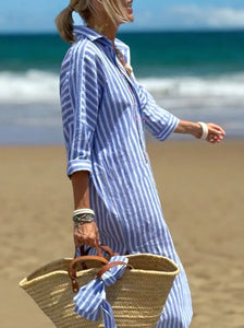 StripeMuse – Classic Striped Summer Shirt Dress