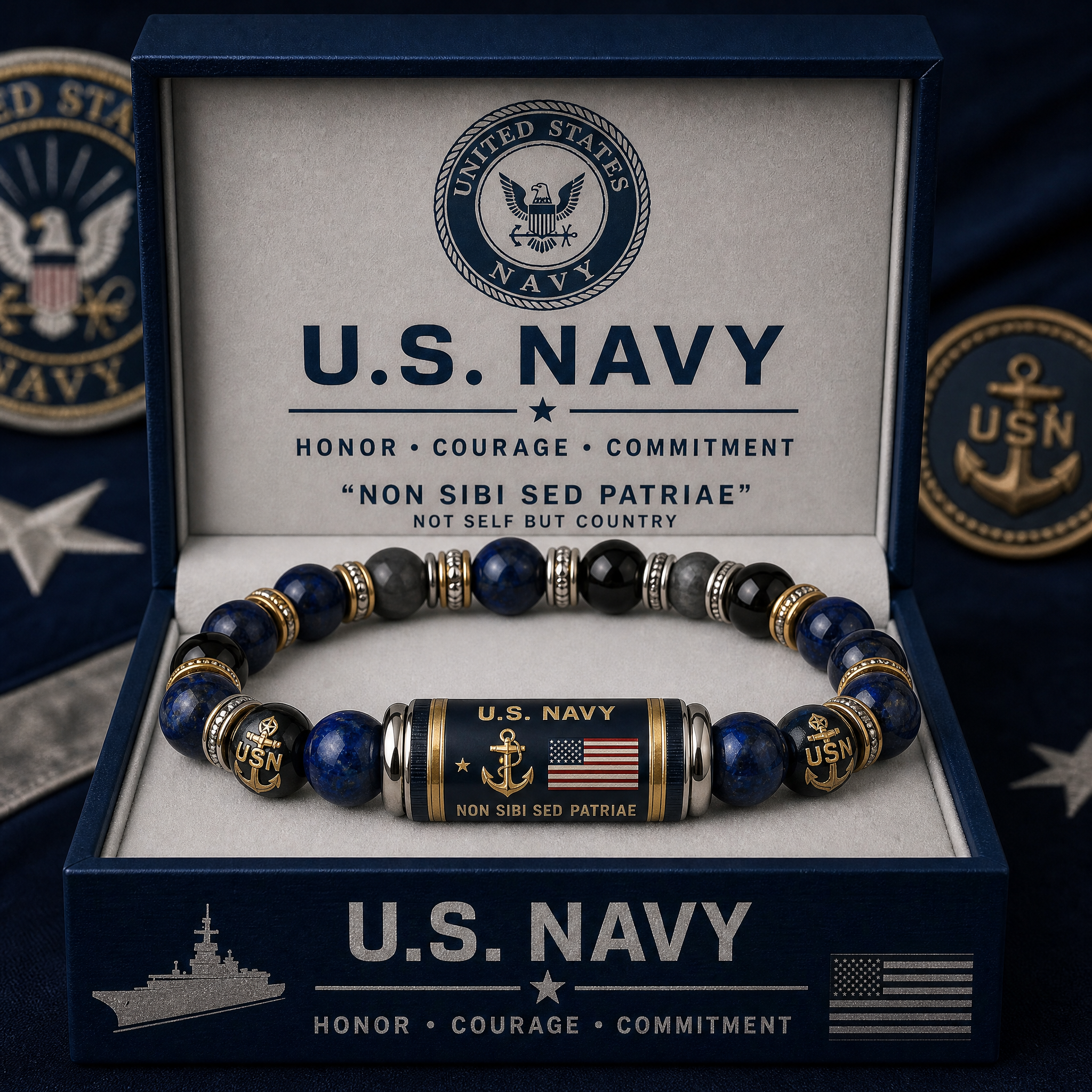 🇺🇸 Last Day Promo: 49% OFF - ⚓U.S. Navy Non Sibi Sed Patriae Tribute Beaded Bracelet