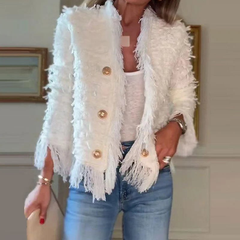 VeloraStyle – Tassel Button Women’s Short Coat