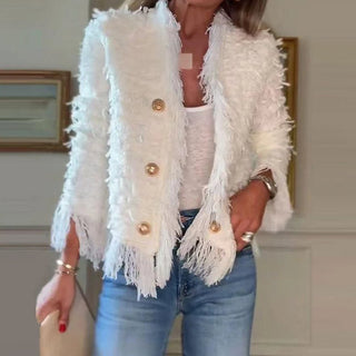 VeloraStyle – Tassel Button Women’s Short Coat
