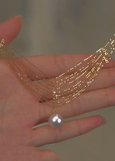TwinkleTassel – Luxe Gold Pearl Necklace