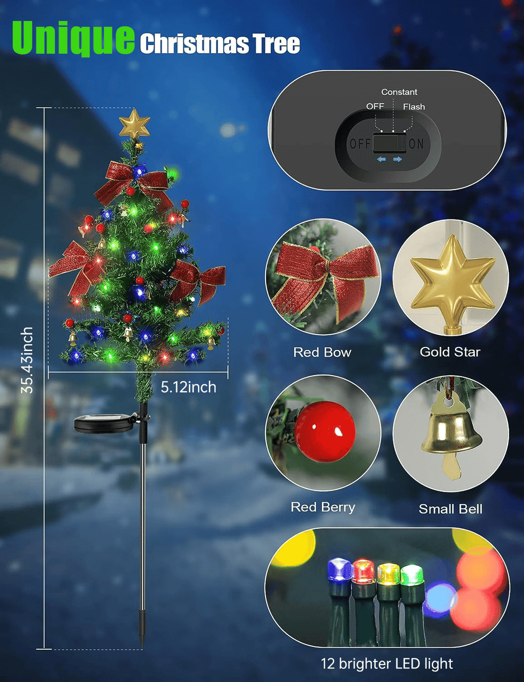 MerryGlow - Waterproof Solar Christmas Tree Lights