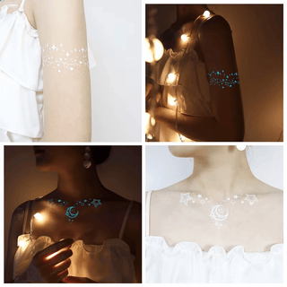 🔥Waterproof Blue Luminous Butterfly Tattoo Stickers - Temporary Body Art for Music Festivals & Parties