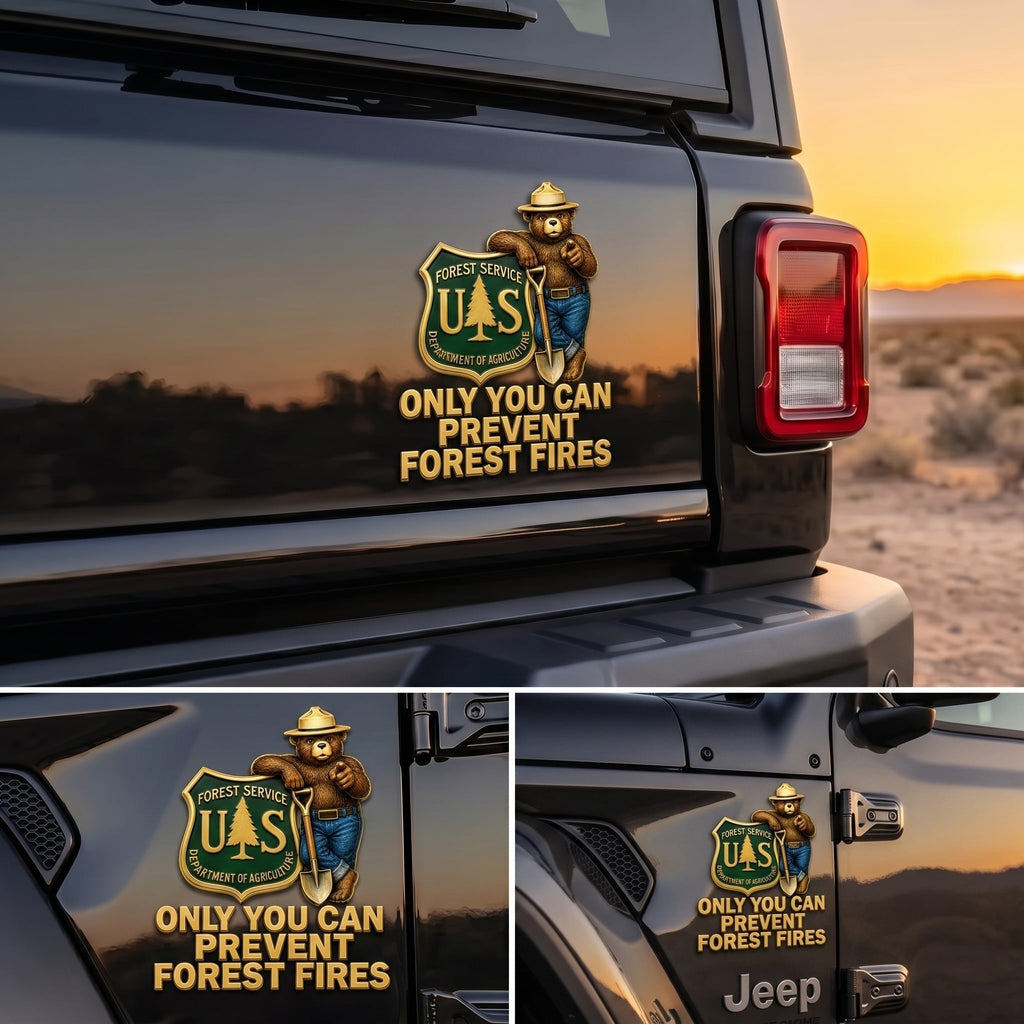 🇺🇸 Last Day Promo: 49% OFF - 🐻USFS Only You Can Prevent Wildfires Car Emblem Metal Badge🌲