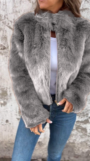 FurEase – Women’s High Collar Fur Casual Jacket