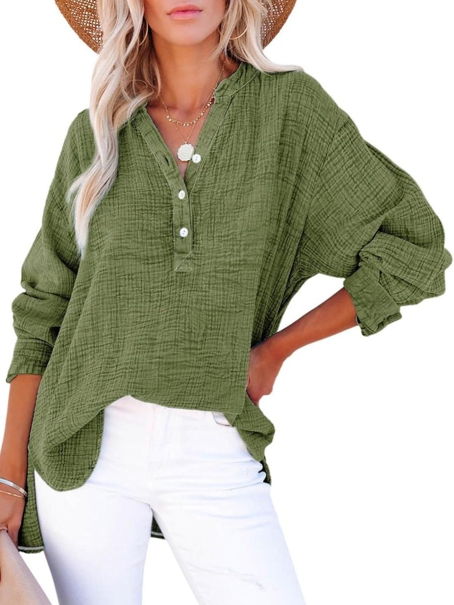 Velura - Relaxed Fit V-Neck Blouse – Soft & Effortless Style