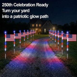 LibertyShine – 8 Solar American Flag Garden Lights