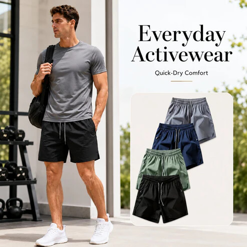 ❄️ Ice Silk Quick-Dry Athletic Gym Shorts 4-Piece Pack – Unrestricted Breathable Comfort