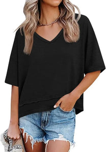 SummerEase – V-Neck Flowy Tee