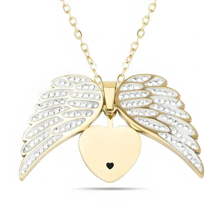 Eternal Guardian-Angel Wings Memorial Necklace with Hidden Name