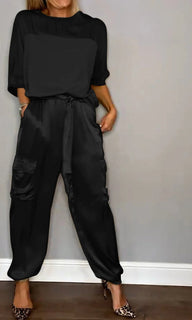 LuxeSilk – Half-Sleeve Satin Set