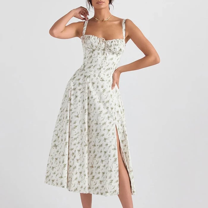 LA VIERA - Corset Lace-Up Summer Dress