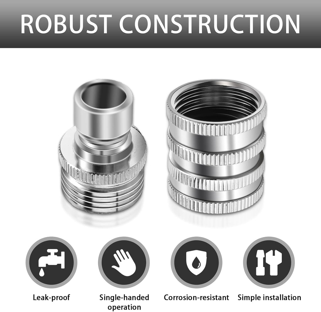 AquaLatch - Heavy-Duty Stainless Steel Garden Hose Connect Set