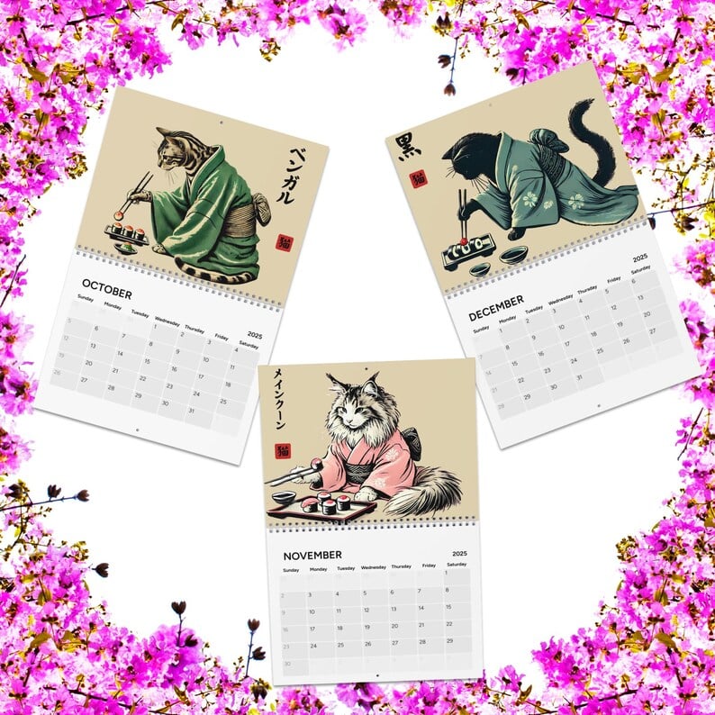2025 'Cats in Kimonos Eating Sushi' Calendar