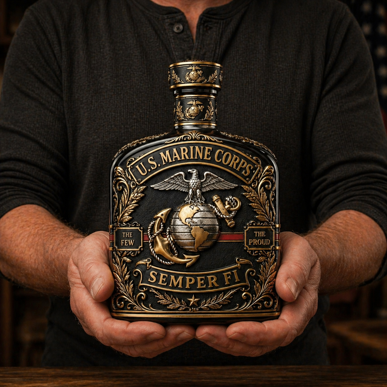 U.S. Marine Corps Semper Fi Commemorative Whiskey Decanter -✈️ BUY 2 FREE SHIPPING