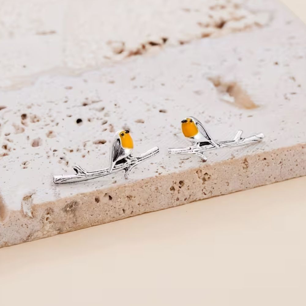 FeatherGlow – Robin Bird Inspired Earrings