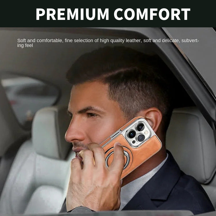 Premium iPhone Stand Case – Leather & Metal
