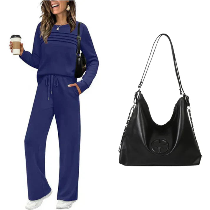 RelaxFit – Women's Crew Neck & Drawstring Pants Loungewear Set