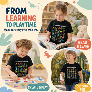 DinoQuest – Colourful Dinosaur Alphabet Learning Tee