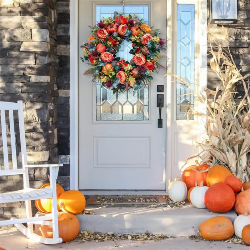 DoorDelight - Enchanting Peony & Pumpkin Wreath