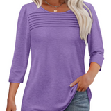 LuxeDrape - Elegant Pleated Front T Shirt