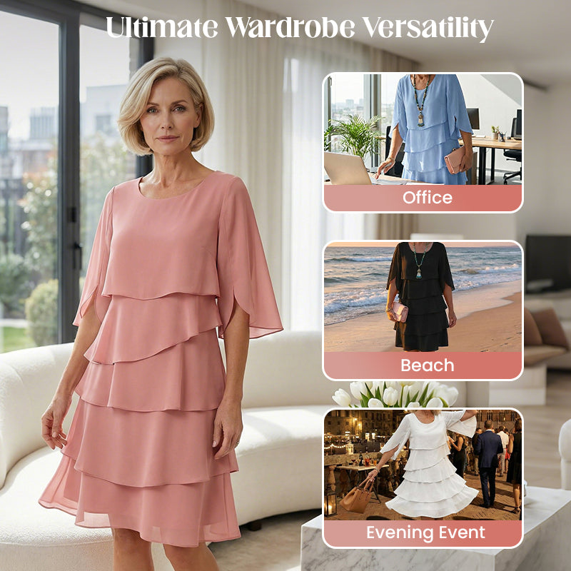 PureElegance – Women’s Layered Ruffle Sleeve Dress