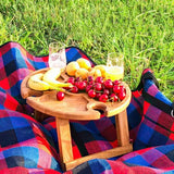 Wooden Outdoor Folding Picnic Table With Glass Holder