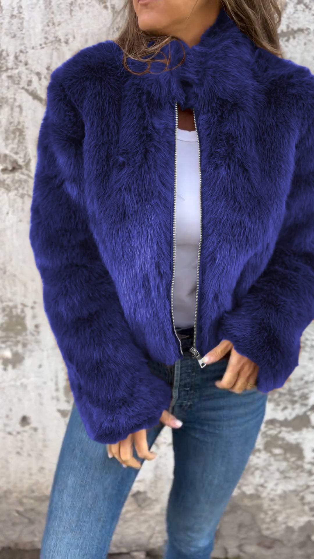 FurEase – Women’s High Collar Fur Casual Jacket