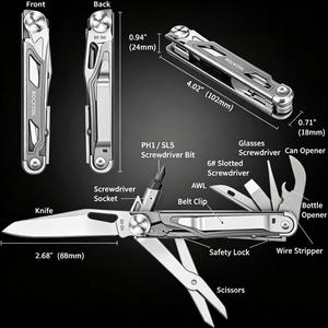 12‑in‑1 Multi‑Tool Pocket Knife, Stainless Steel Folding Utility Tool