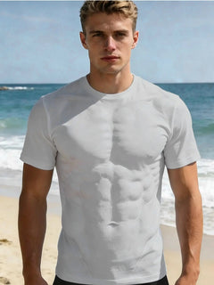 Men's Casual Trendy 3D Muscle Print Round Neck Short Sleeve T-Shirt