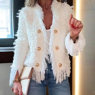 VeloraStyle – Tassel Button Women’s Short Coat