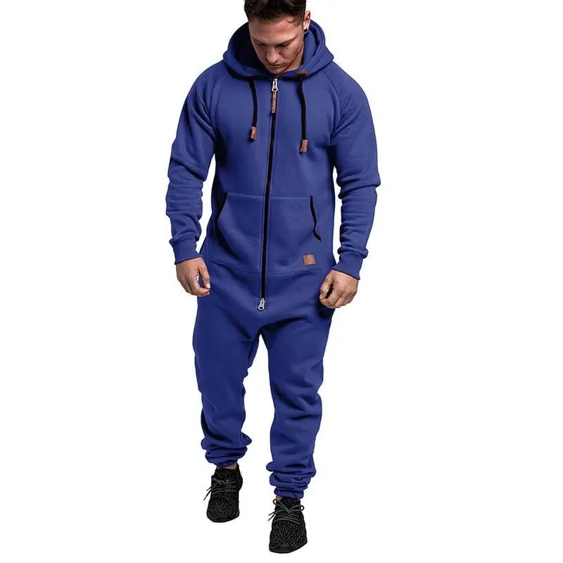 Men's hooded fleece lined jumpsuit
