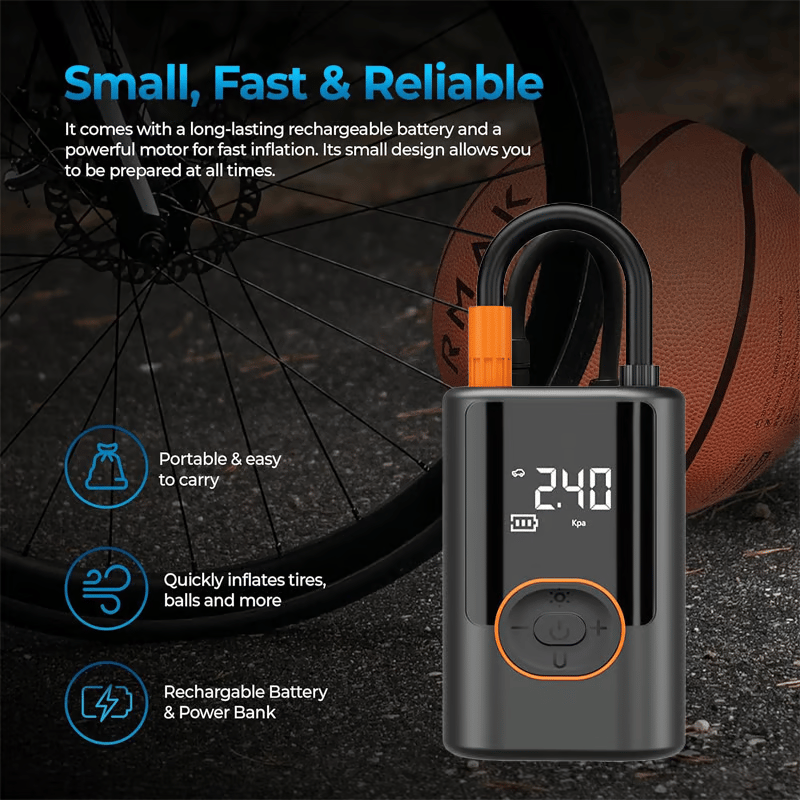 QuickAir - Portable Tire Inflator with Built in Power Bank