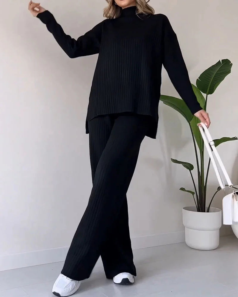 EffortlessChic – Slit Casual Two-Piece Set