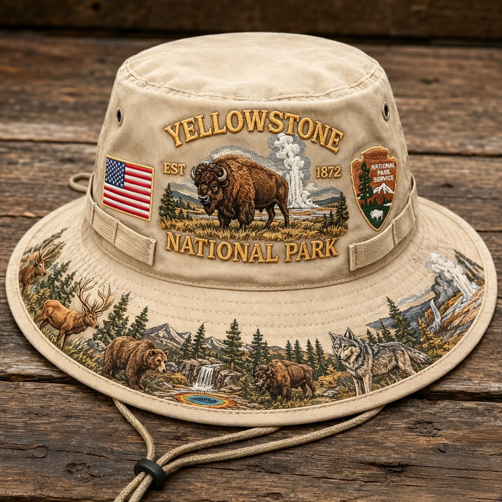 🇺🇸 Last Day Promo: 49% OFF 🦬 - Yellowstone National Park Adventure Boonie Hat
