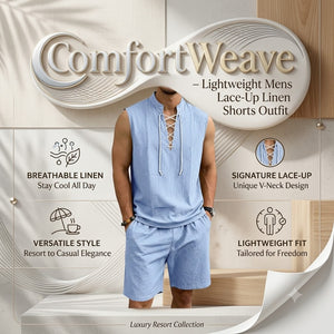 ComfortWeave – Lightweight Mens Lace-Up Linen Shorts Outfit
