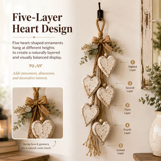HeartHaven – Rustic Layered Heart Wall Hanging Decor