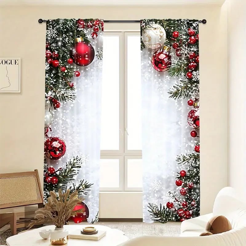 FestiveGleam - Christmas Ball Holiday Curtains