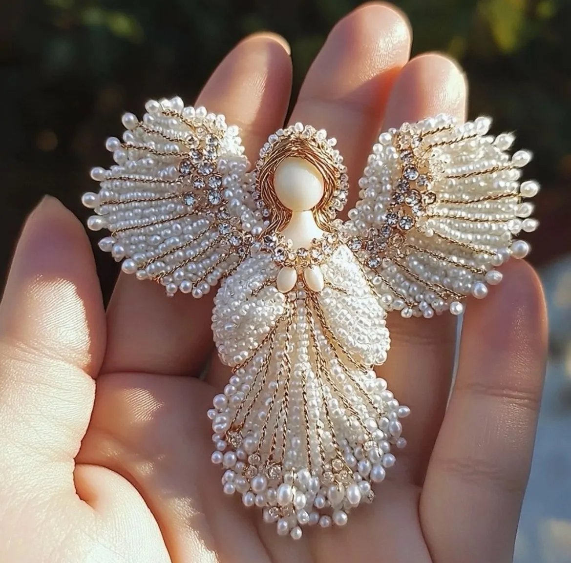 Lumiere – Handmade Pearl Angel Brooch