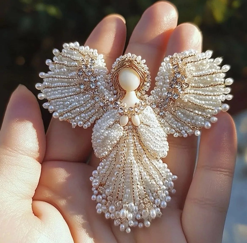 Lumiere – Handmade Pearl Angel Brooch