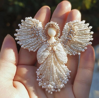 Lumiere – Handmade Pearl Angel Brooch