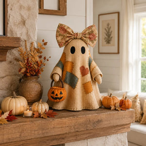 GlowGhost – Lighted Vintage Patchwork Ghost Decor