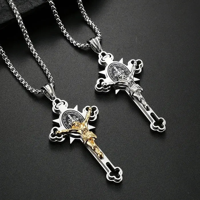 🙏ST.Benedict Protection Cross Power Pendant Necklace Marnetic