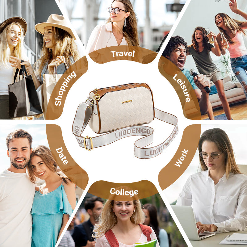 LuxeWeave – Fashion Diamond Pattern 3-Layer Crossbody Bag