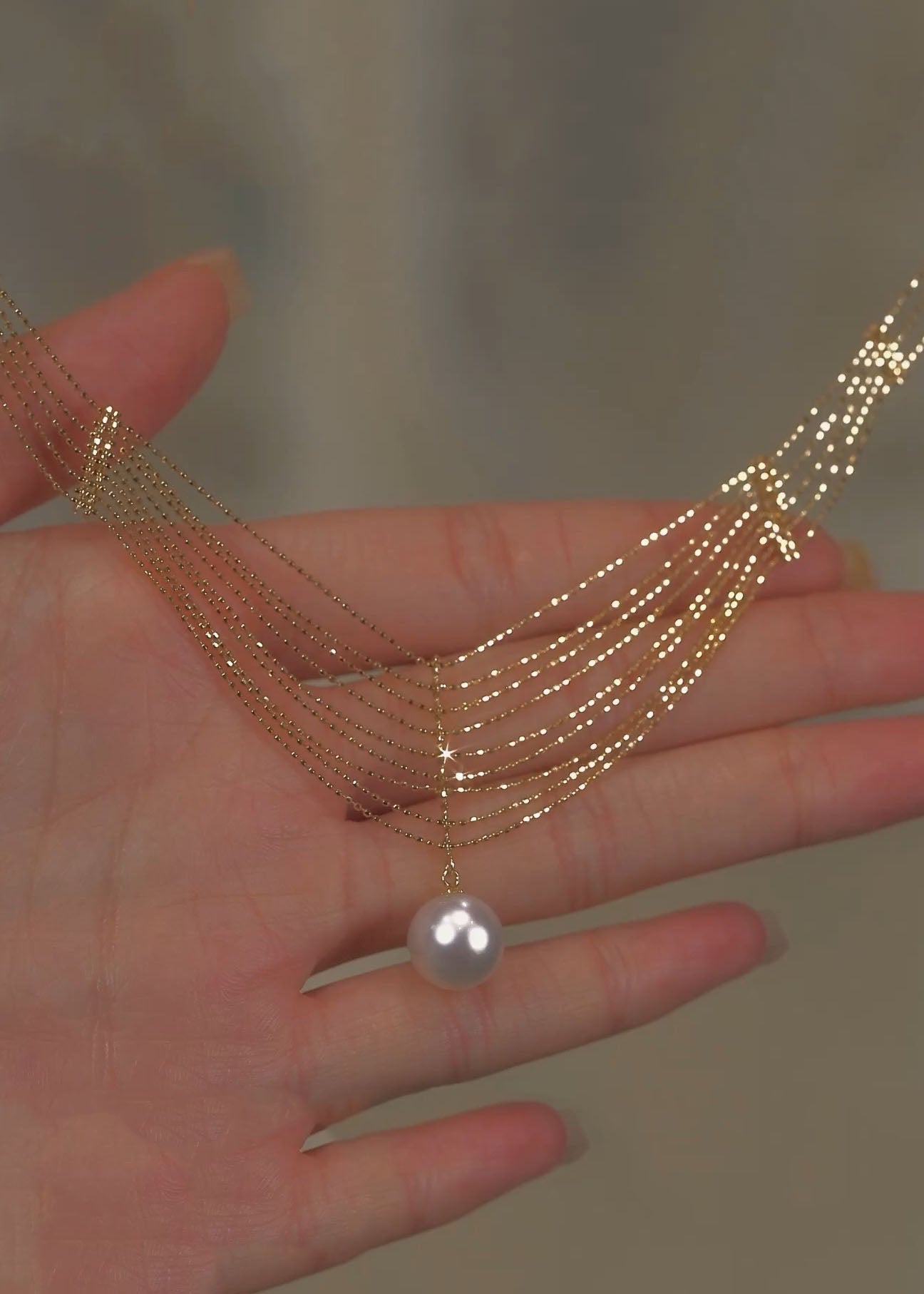 TwinkleTassel – Luxe Gold Pearl Necklace