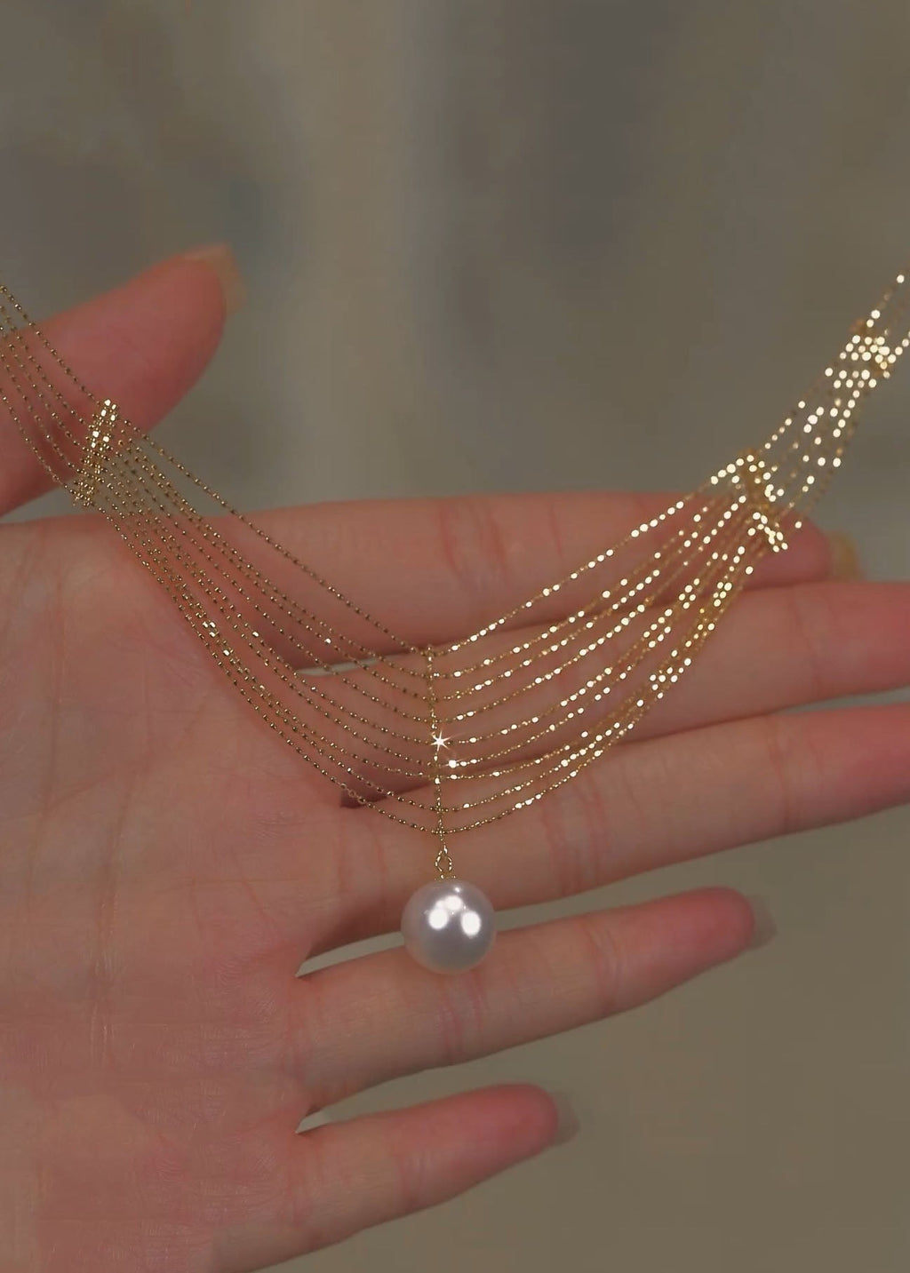 TwinkleTassel – Luxe Gold Pearl Necklace